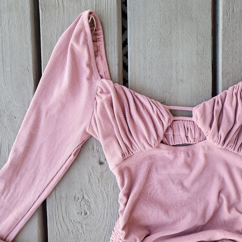 Princess Polly Erase Me Ruched Bodycon Dress Mini Long Sleeve Ribbed Pink 2US‎ - Picture 6 of 10